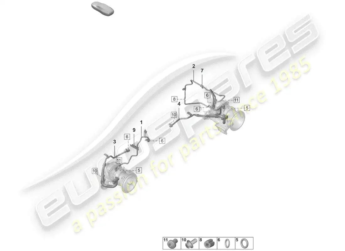 porsche 2020 (992-1) exhaust gas turbocharger parts diagram