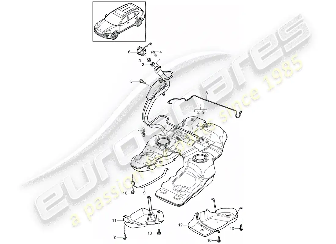 porsche 2013 (cayenne e2 92a) fuel tank parts diagram