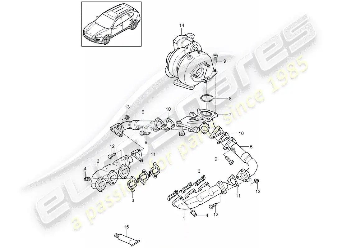 porsche 2011 (cayenne e2 92a) exhaust system parts diagram