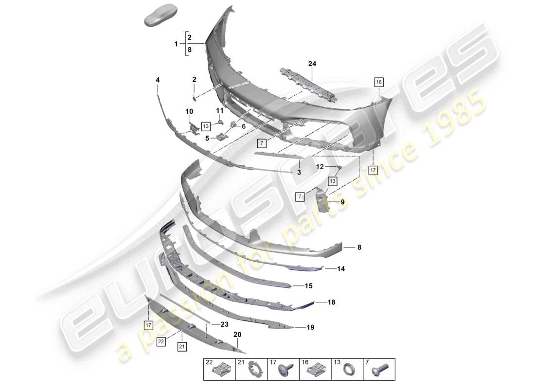 porsche 2023 (992-1 turbo / s) bumper sport classic part diagram