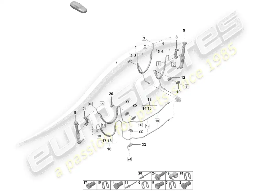 porsche 2019 (992-1) hydraulic line parts diagram