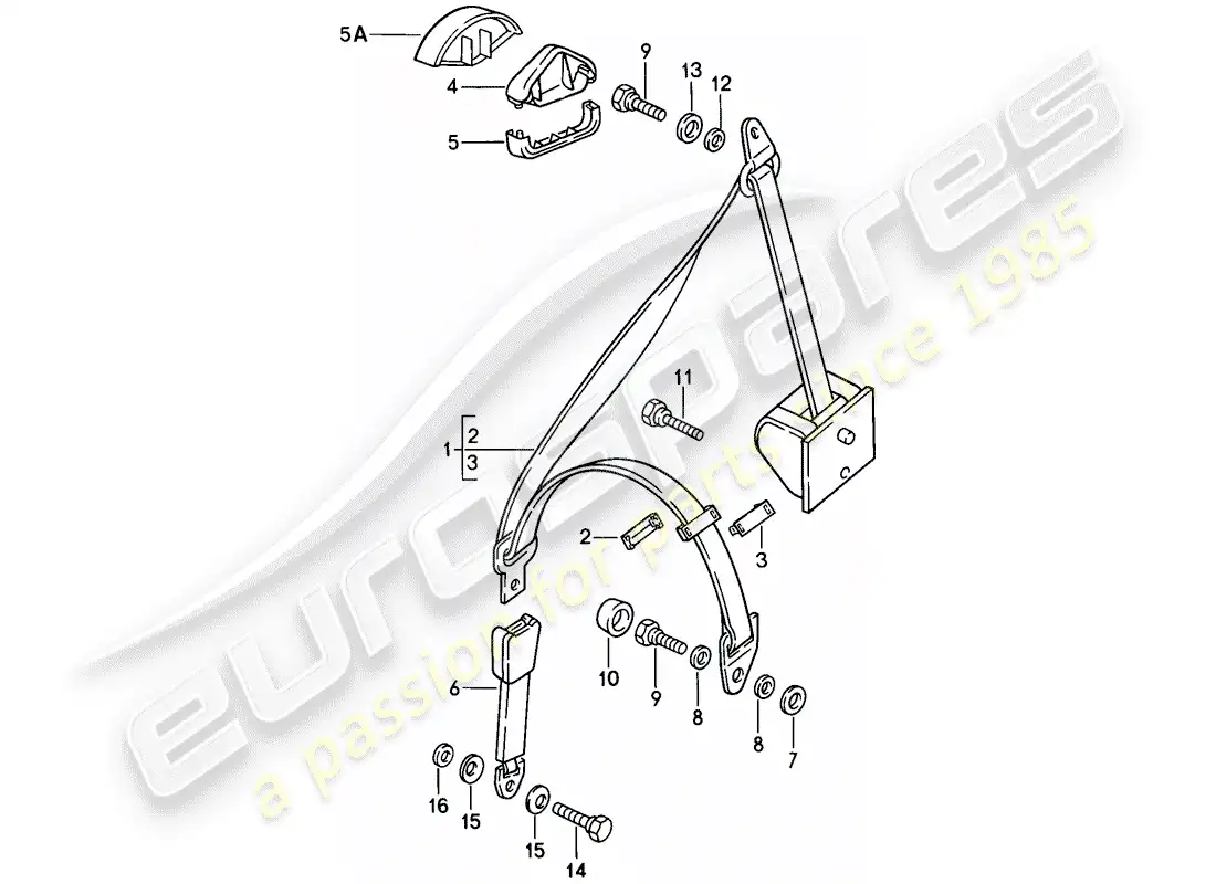 porsche 1986 (944) seat belt parts diagram