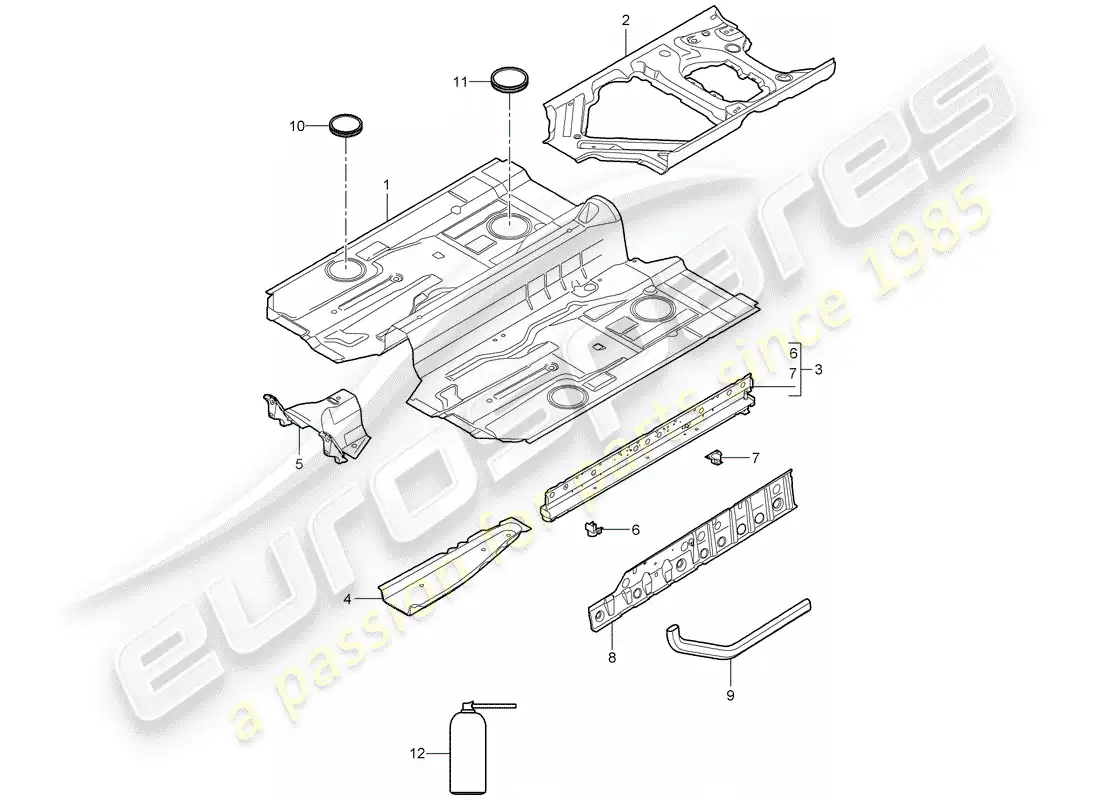 porsche 2011 (997-2 gt3) floor parts diagram