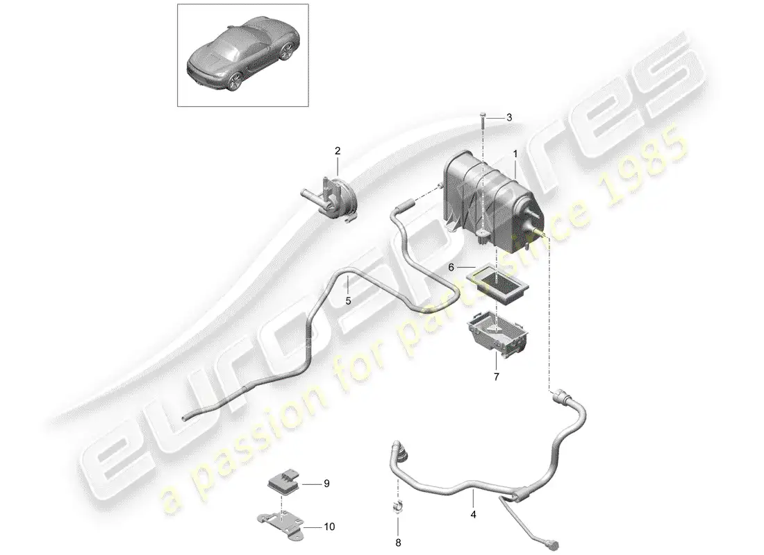 porsche 2014 (981 boxster) evaporative emission canister parts diagram