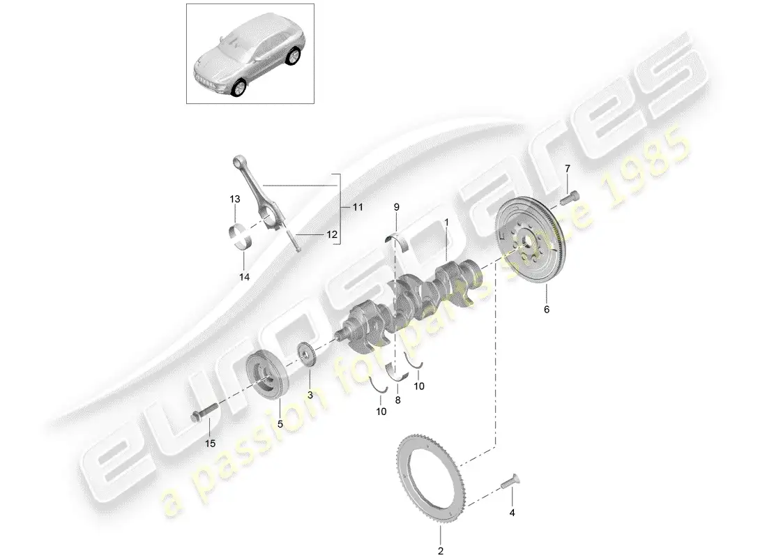 porsche 2016 (macan) crankshaft parts diagram