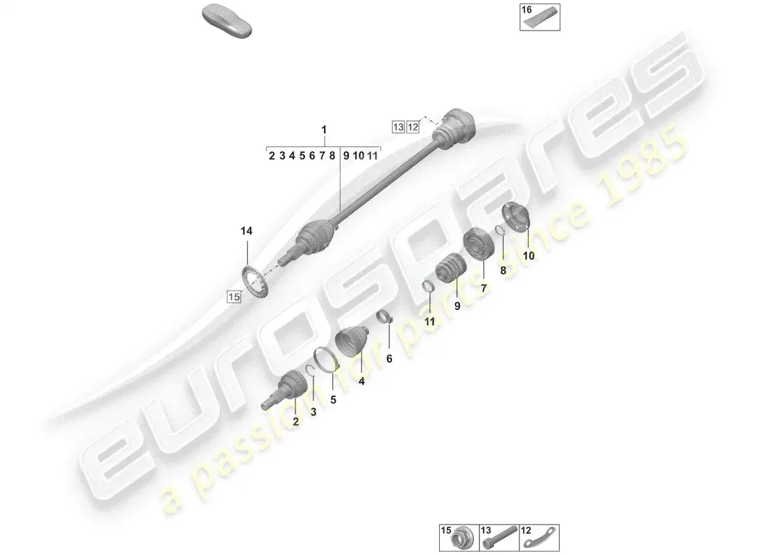 porsche 2020 (992-1) drive shaft parts diagram