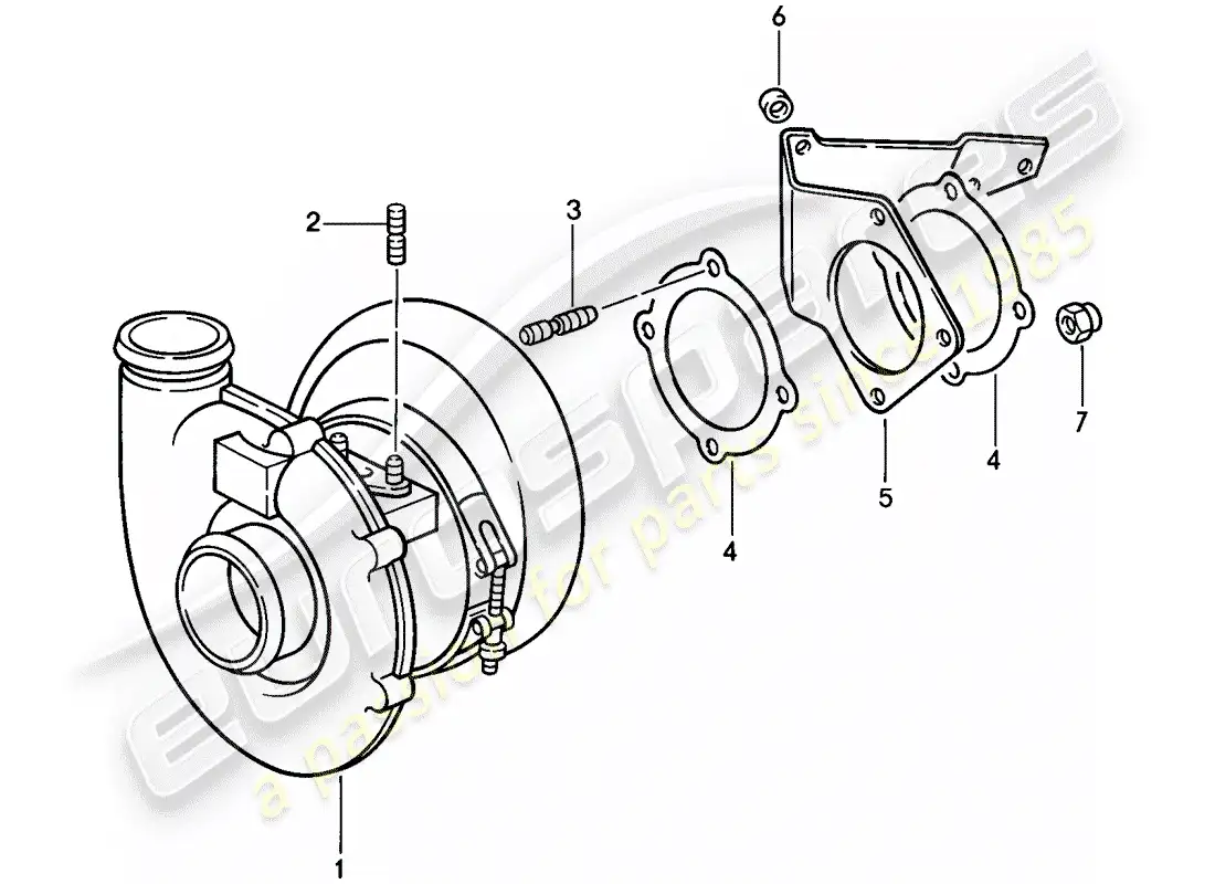 porsche 1985 (911) exhaust gas turbocharger parts diagram