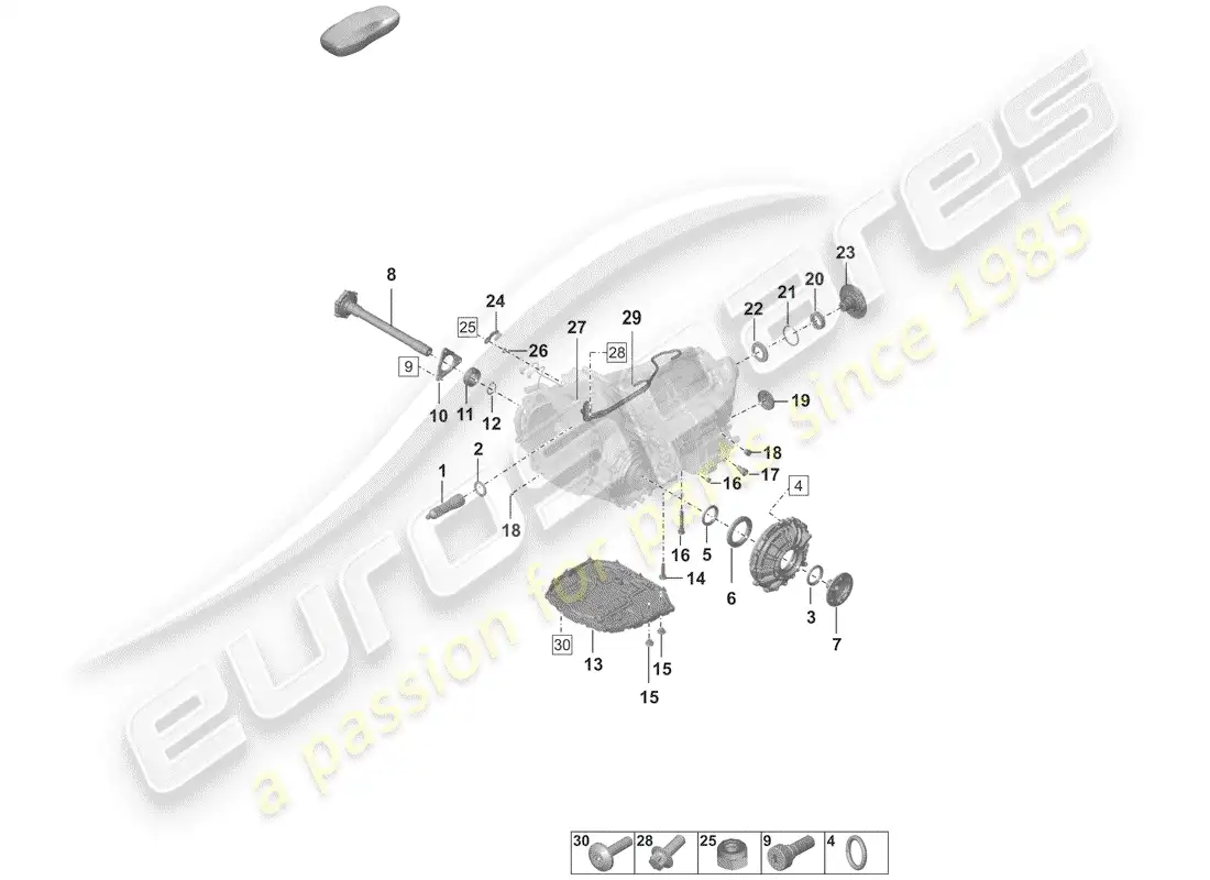 porsche 2019 (992-1) 8-speed dual clutch gearbox parts diagram