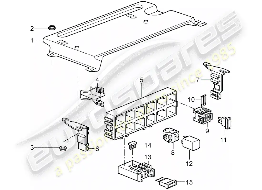 porsche 2007 (997-1) fuse box/relay plate parts diagram