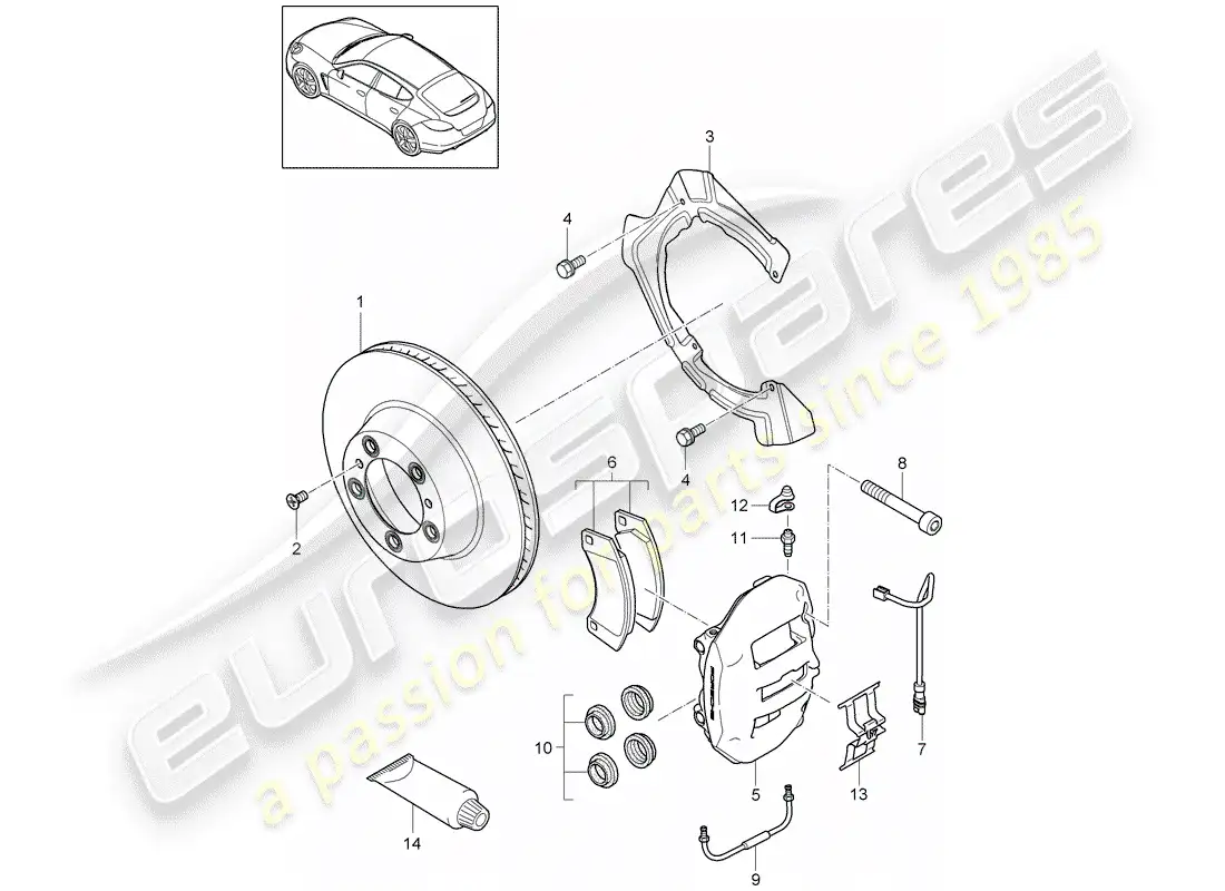 porsche 2013 (panamera 970) disc brakes parts diagram