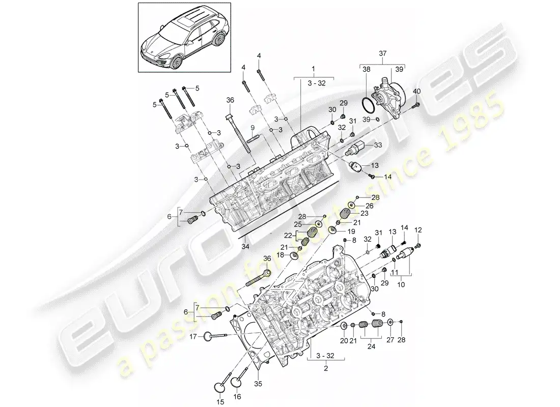 porsche 2013 (cayenne e2 92a) cylinder head parts diagram