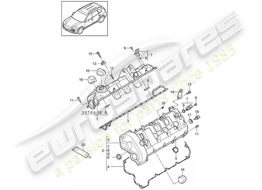 porsche 2013 (cayenne e2 92a) valve cover parts diagram