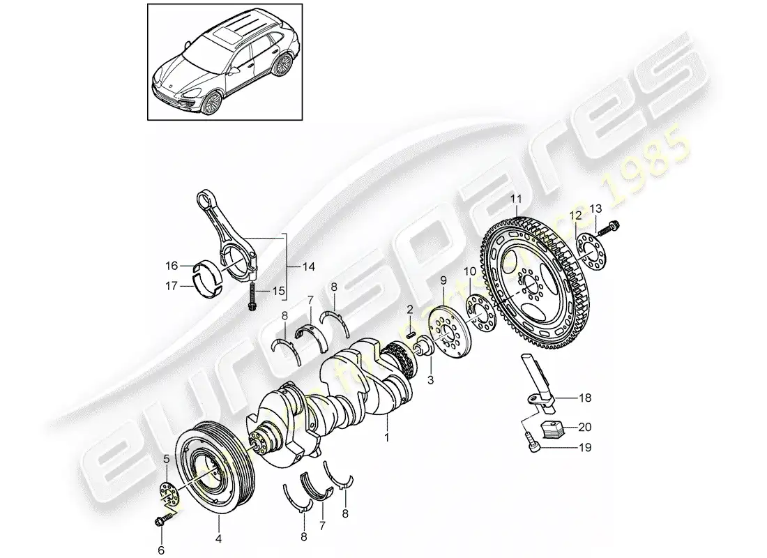 porsche 2014 (cayenne e2 92a) crankshaft part diagram