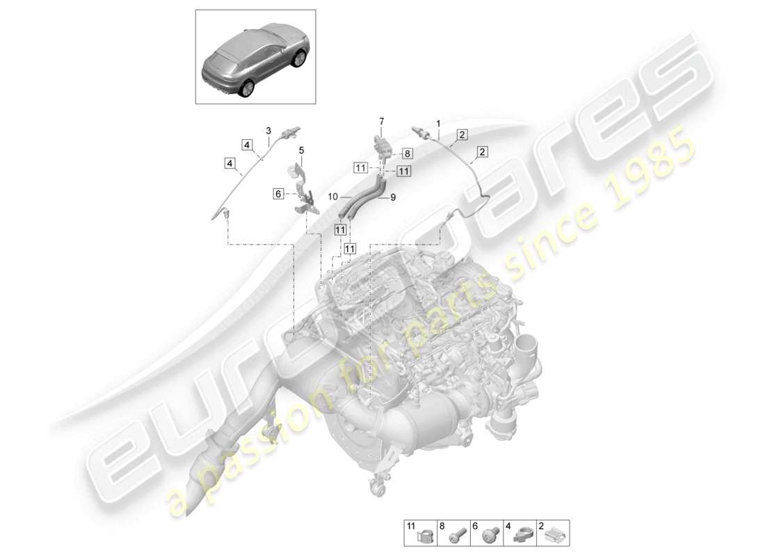 porsche 2026 (macan) pressure difference sender exhaust gas temperature sender for vehicles with a petrol particulate filter part diagram