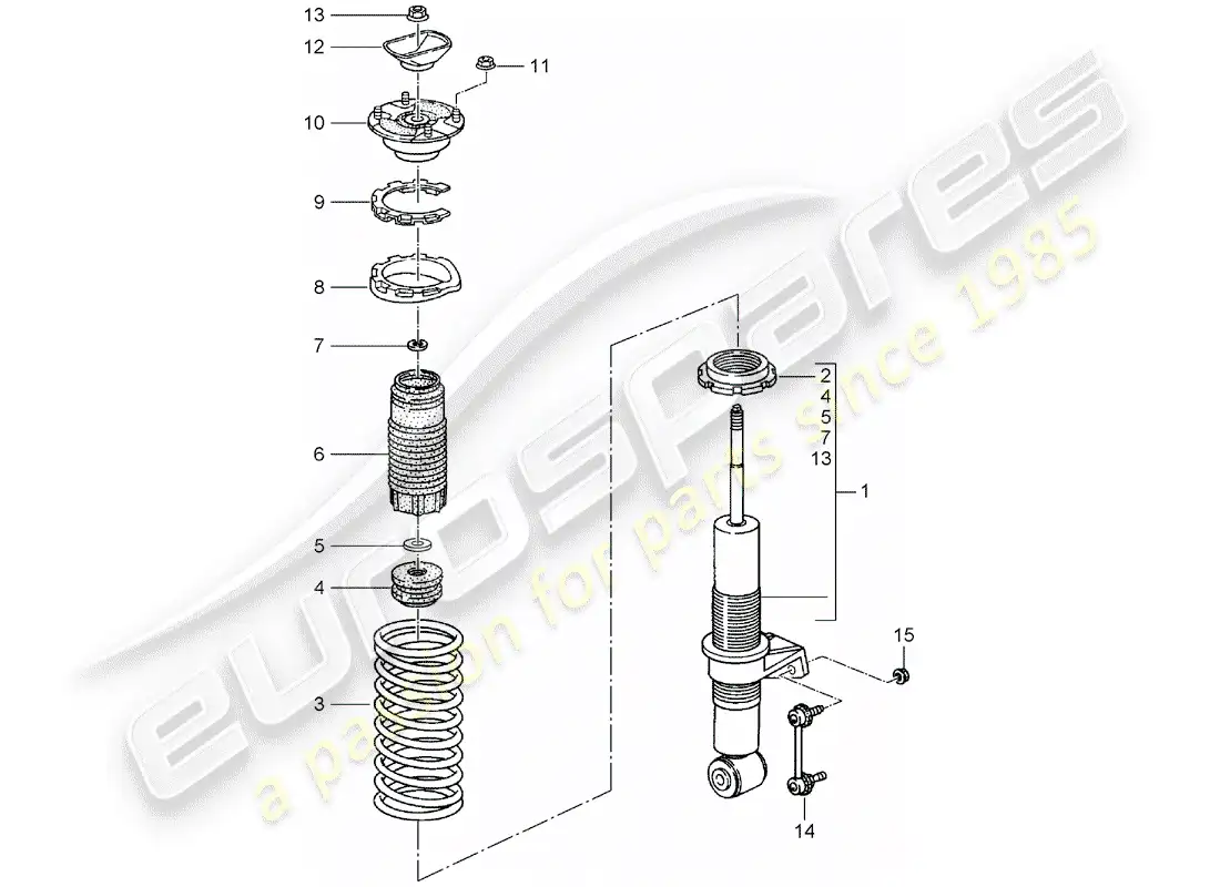 porsche 1995 (993) shock absorber - coil spring - connecting link - new design - see technical information - group 4 - nr. 145/15 - nr. 7/16 - modification - accessories - attention parts diagram
