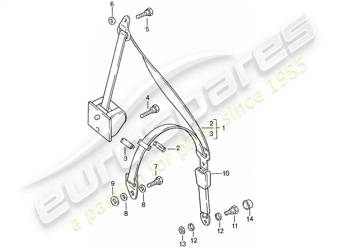 porsche 1990 (928) seat belt - automatic parts diagram