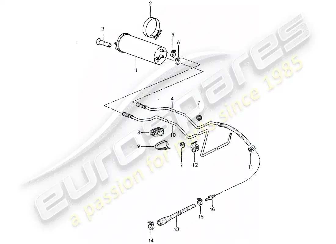 porsche 1994 (964) evaporative emission canister parts diagram