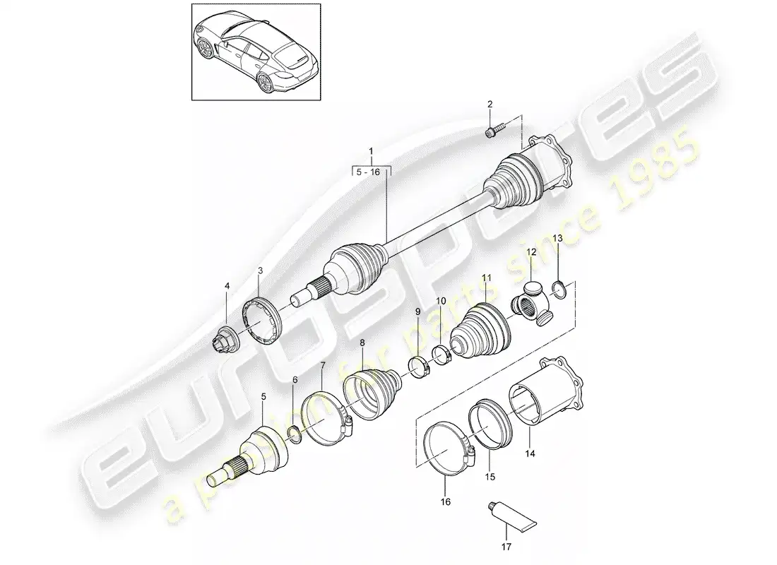 porsche 2014 (panamera 970) drive shaft parts diagram