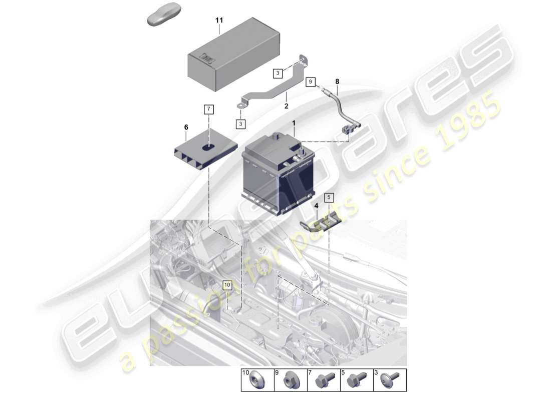 porsche 2025 (992-2 gt3) battery part diagram