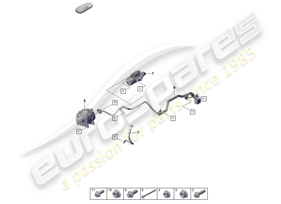 porsche 2026 (992-2 gt3) starter alternator part diagram