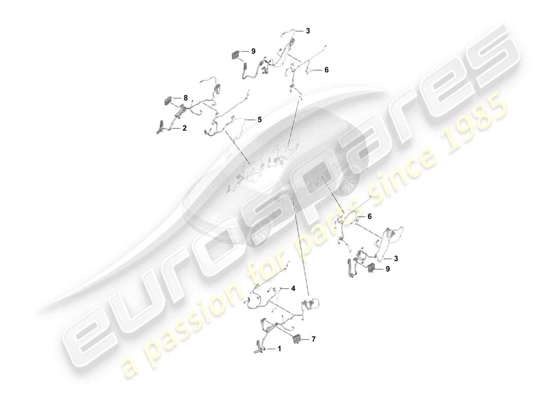 porsche 2024 (cayenne e3 9ya/9yb) wiring looms front and rear doors control units doors part diagram