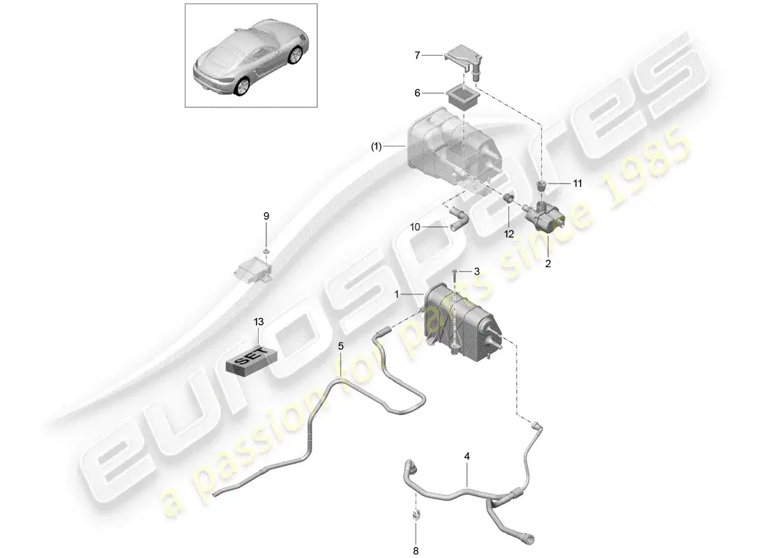 porsche 2019 (718 cayman) evaporative emission canister parts diagram
