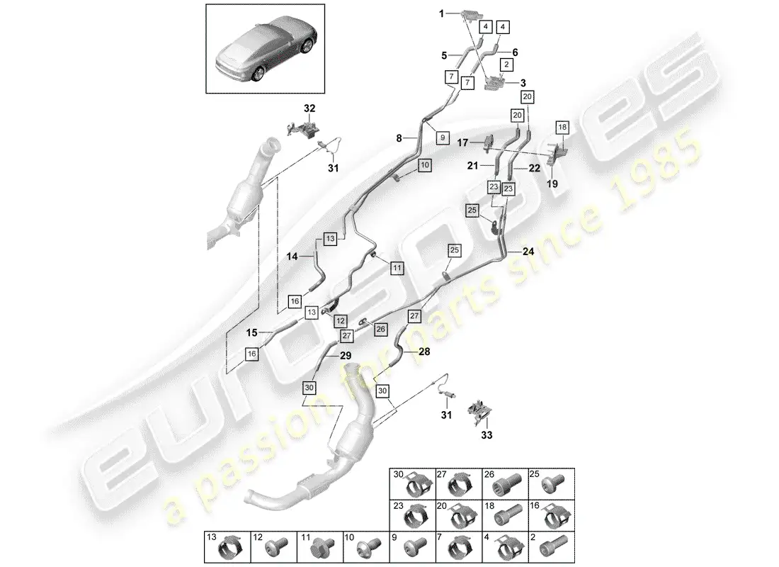 porsche 2020 (panamera 971-1) exhaust system parts diagram