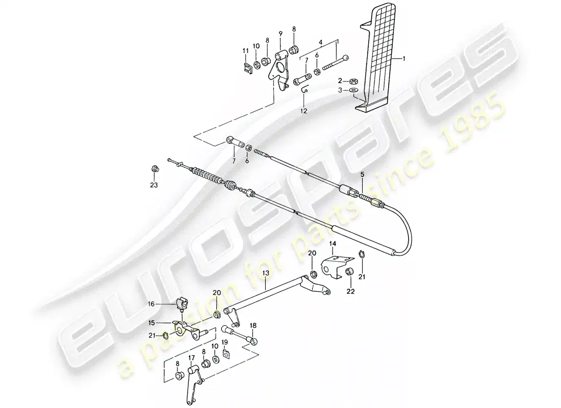 porsche 1996 (993) pedals - throttle control parts diagram