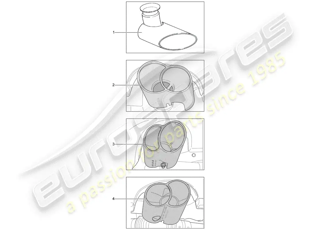 porsche 2000 (996) tailpipe parts diagram