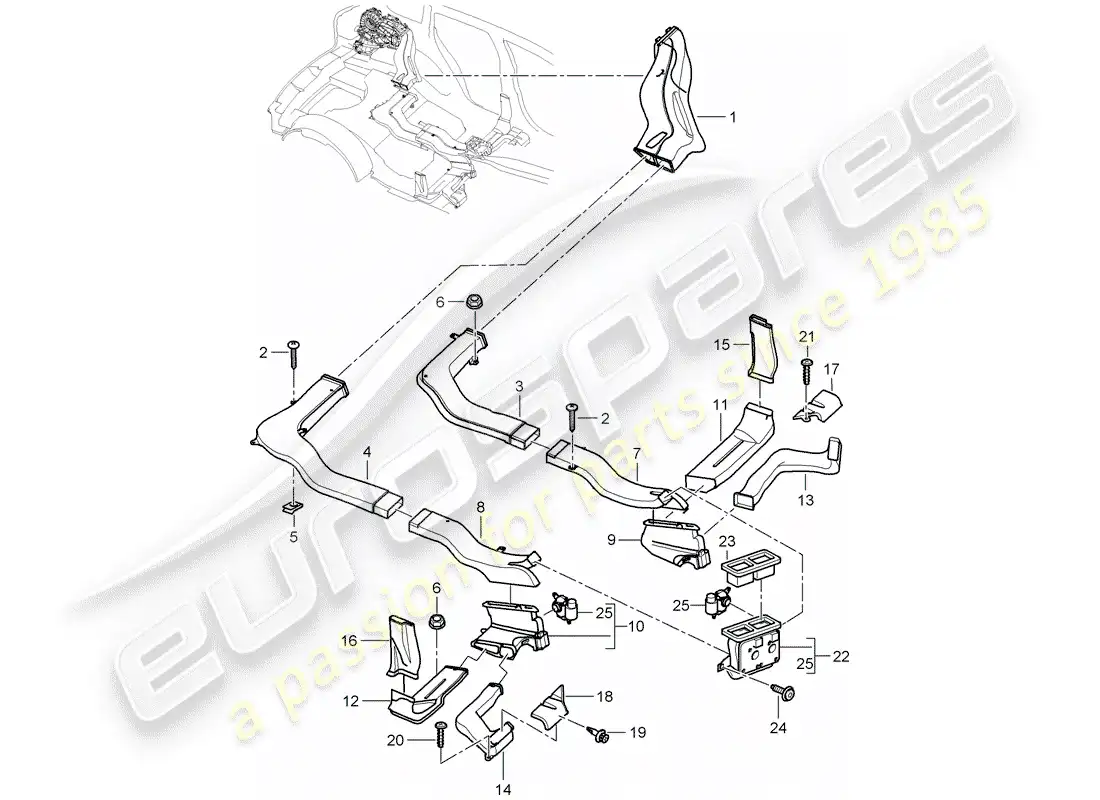 porsche 2007 (cayenne e1 9pa) air distributor parts diagram