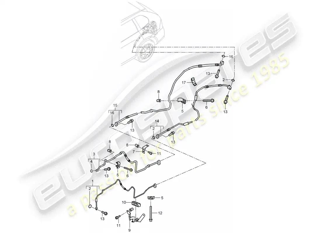 porsche 2004 (cayenne e1 9pa) refrigerant circuit parts diagram