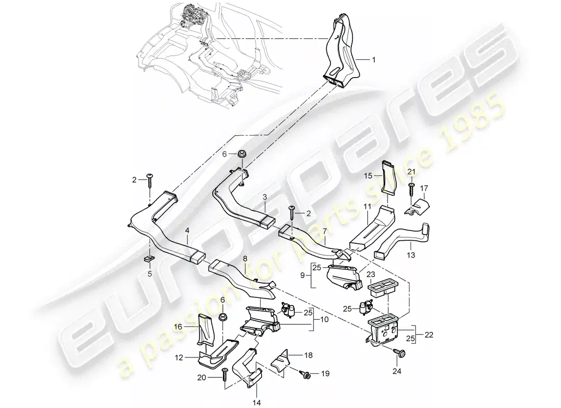 porsche 2004 (cayenne e1 9pa) air duct parts diagram
