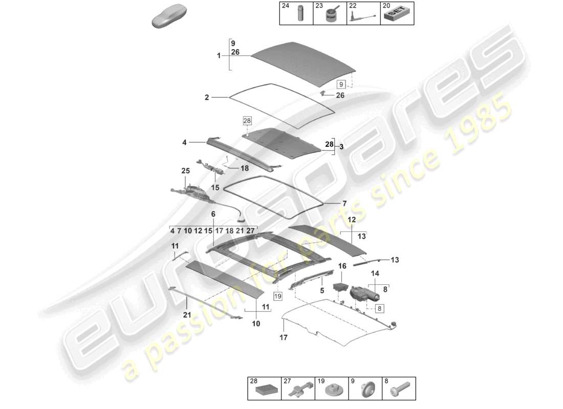 a part diagram from the porsche 992 parts catalogue