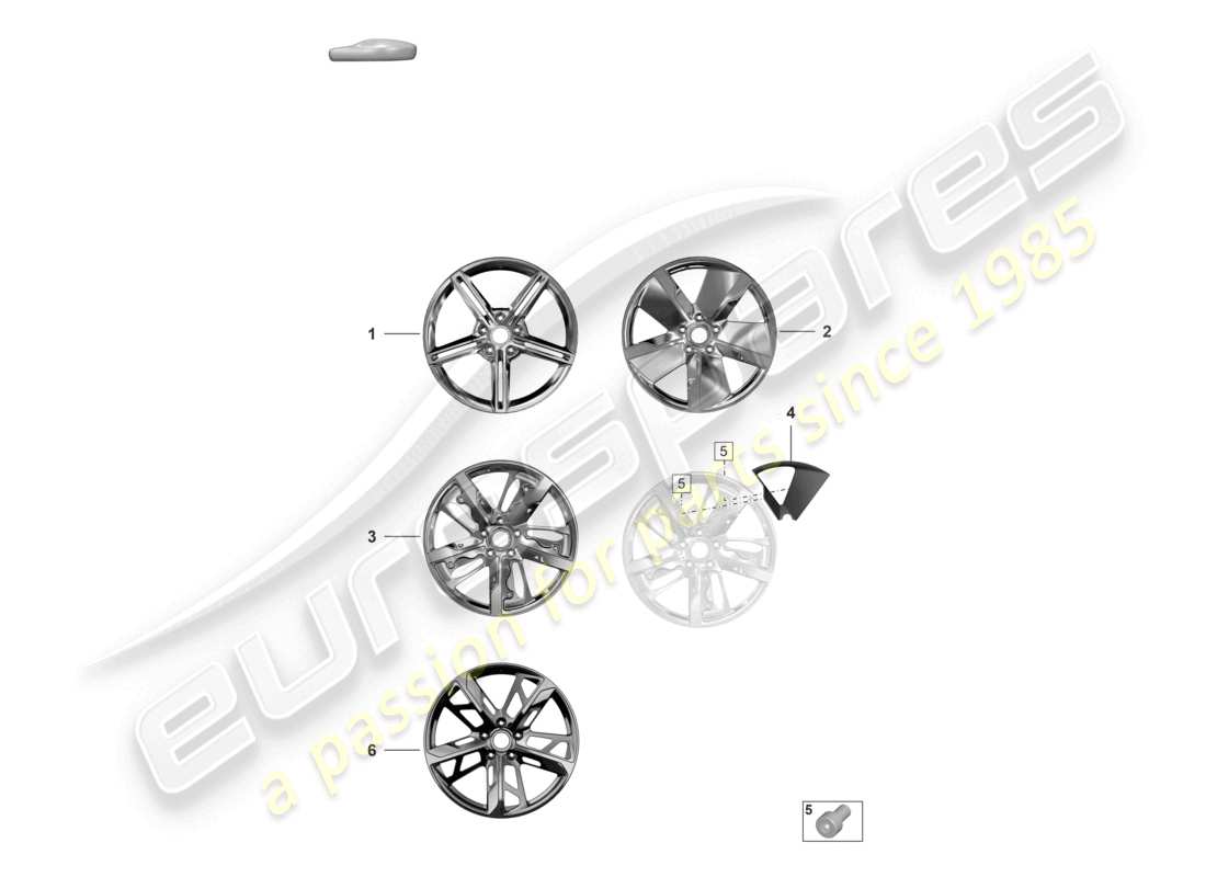 porsche 2021 (taycan 9j1-1) alloy wheel 21 part diagram
