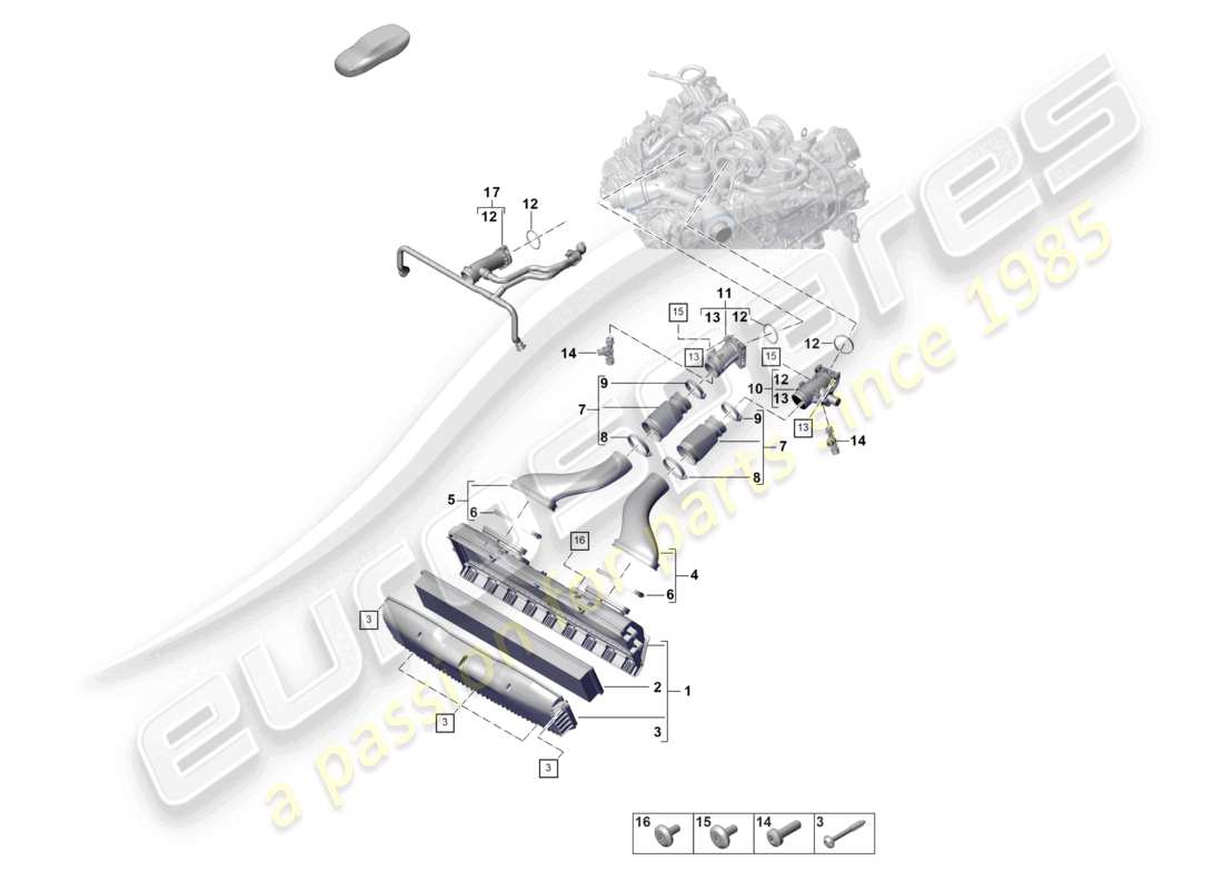 porsche 2024 (panamera 971-2) air filter housing intake hose intake manifold part diagram