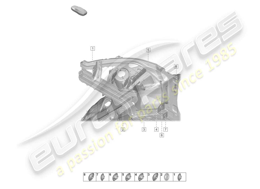 porsche 2021 (taycan 9j1-1) front end outer side member wheel housing part diagram