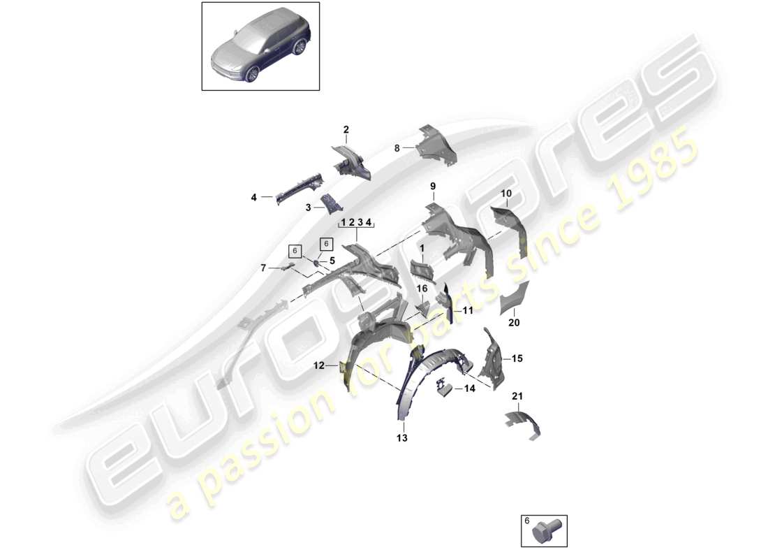 porsche 2023 (cayenne e3 9ya/9yb) side part rear, inner part diagram