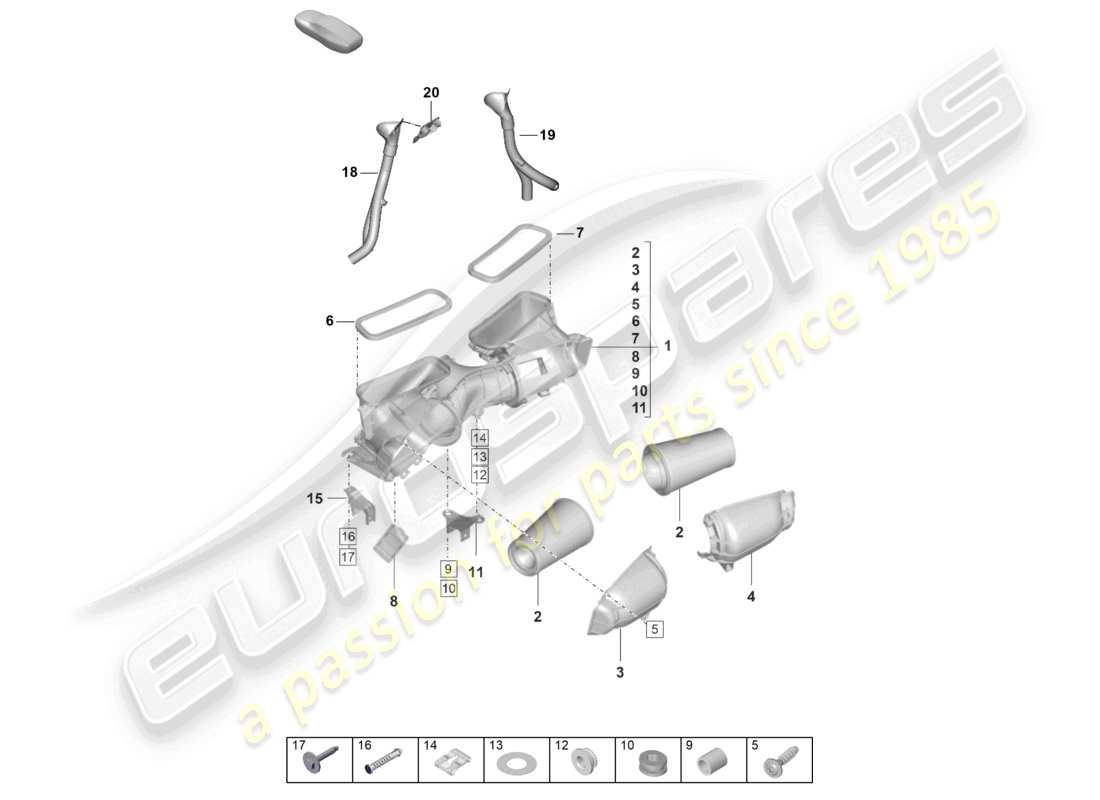 porsche 2021 (992-1 gt3/rs/st) air filter part diagram