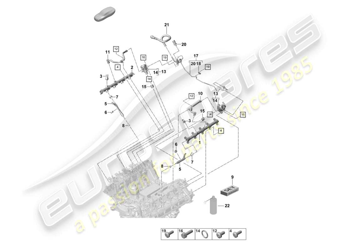 porsche 2022 (panamera 971-2) fuel collection pipe high-pressure injector high pressure pump part diagram