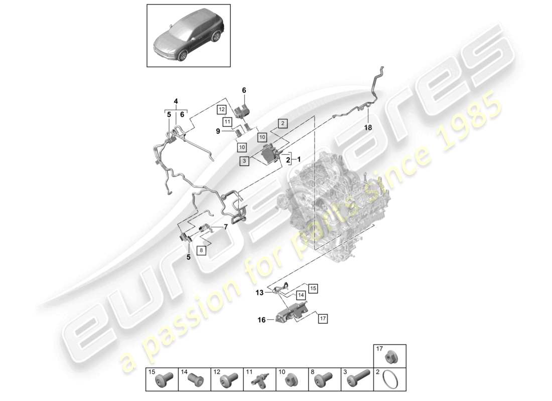 porsche 2022 (cayenne e3 9ya/9yb) vacuum system vacuum pump part diagram