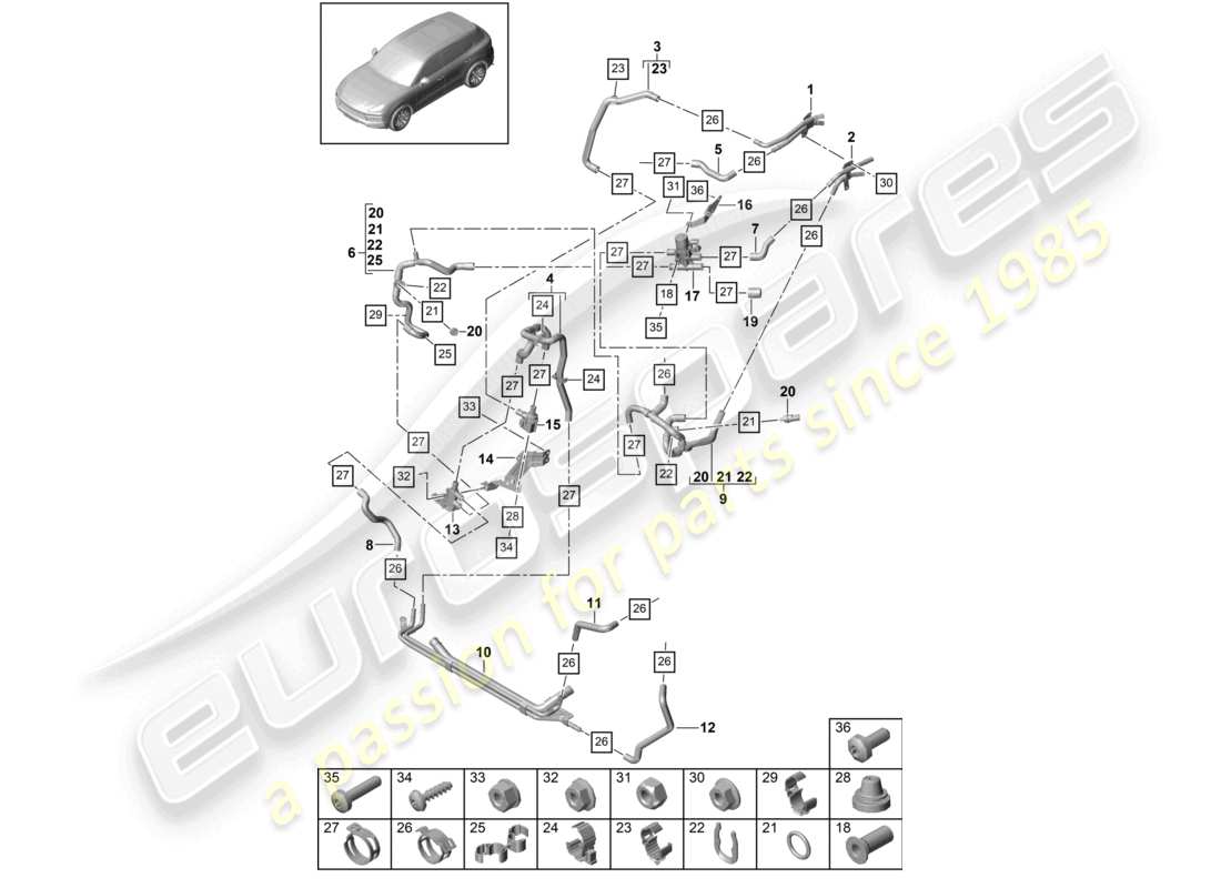 porsche 2022 (cayenne e3 9ya/9yb) heater r4 high-temperature circuit front for vehicles with hybrid drive part diagram