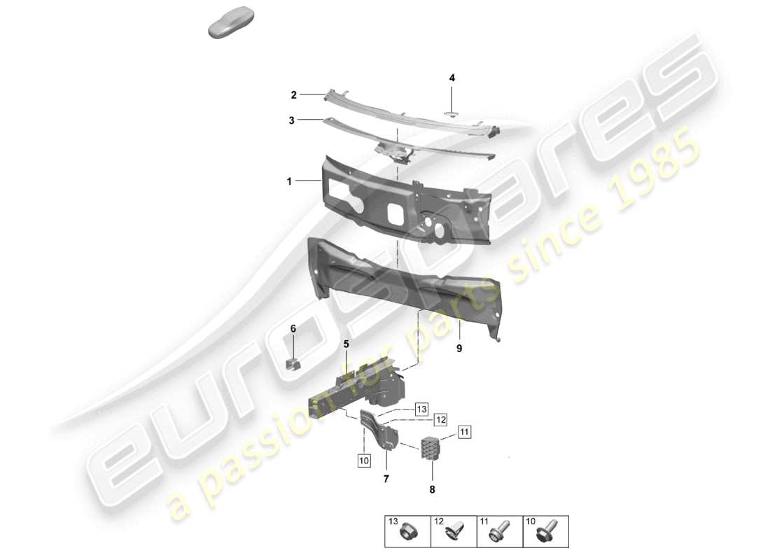 porsche 2025 (macan-e) front end side member firewall parts diagram