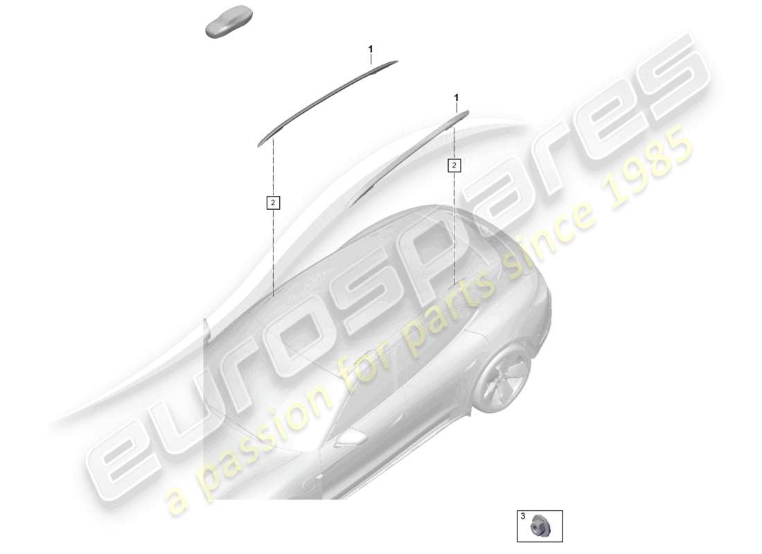 porsche 2021 (taycan 9j1-1) roof rail part diagram