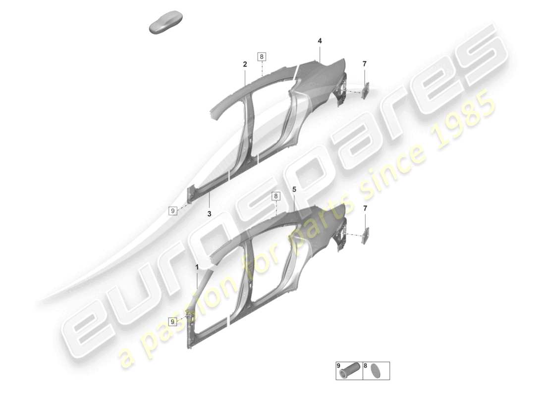 porsche 2021 (taycan 9j1-1) sectional part - side panel part diagram