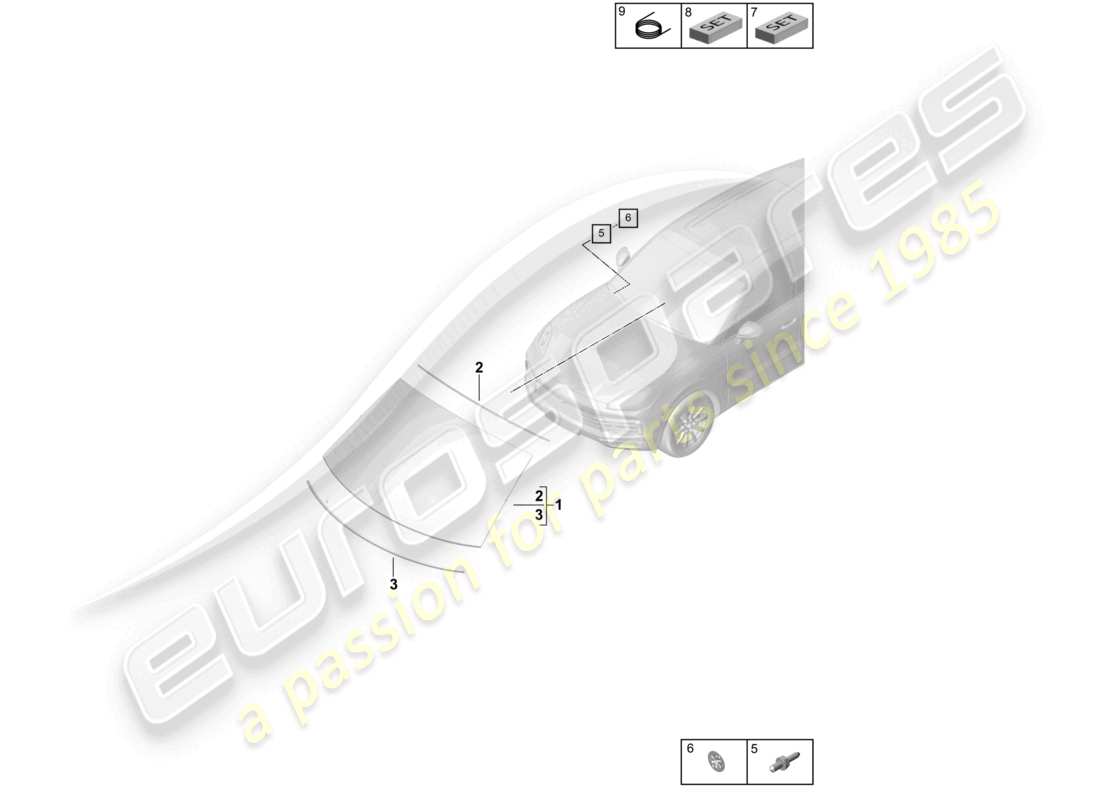 porsche 2023 (cayenne e3 9ya/9yb) windscreen part diagram