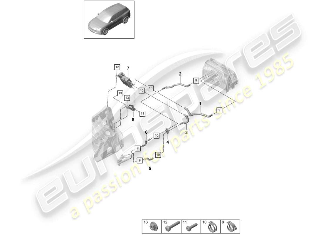 porsche 2023 (cayenne e3 9ya/9yb) heater lhd high-temperature circuit for vehicles with hybrid drive part diagram