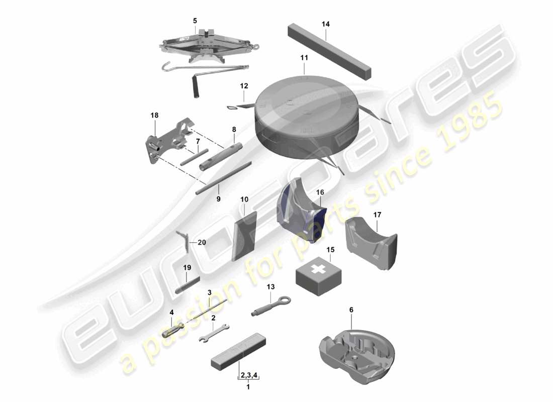 porsche 2021 (718 boxster spyder) tool jack part diagram