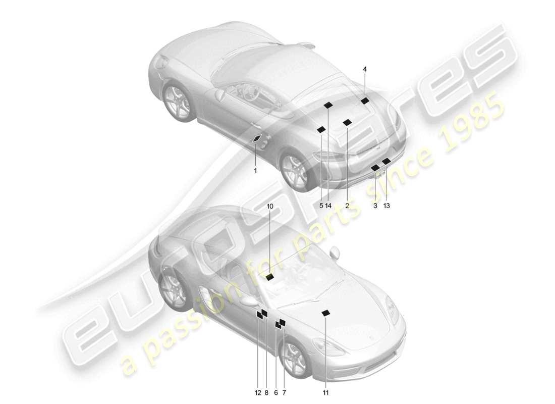 porsche 2025 (718 cayman) signs/notices part diagram