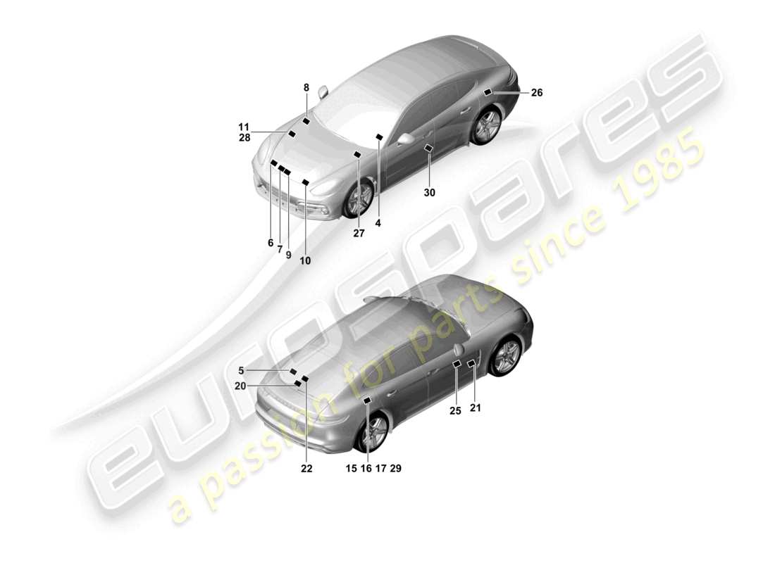 porsche 2021 (panamera 971-1) signs/notices part diagram