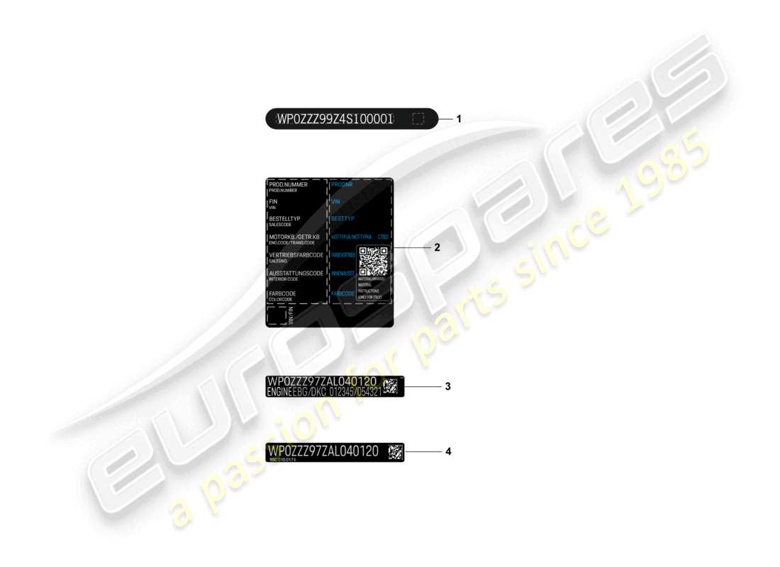 porsche 2025 (macan-e) signs/notices parts diagram